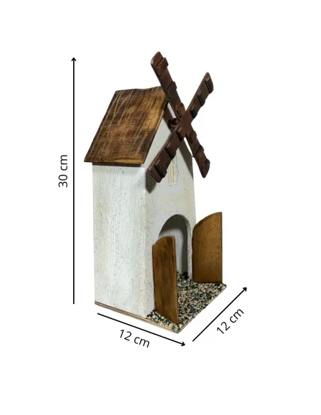 Mulino a vento in legno in movimento per statue da 8-10 cm