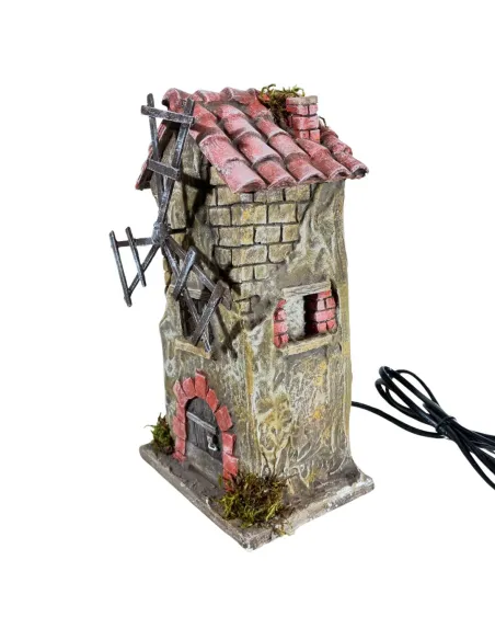 Mulino a vento in polistirene in movimento per statue da 8 cm