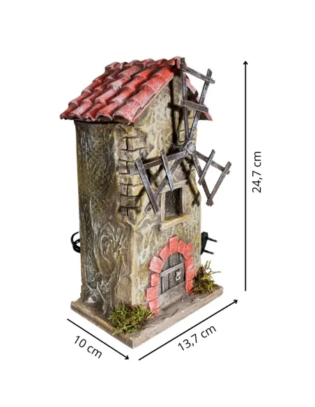 Mulino a vento in polistirene in movimento per statue da 8 cm