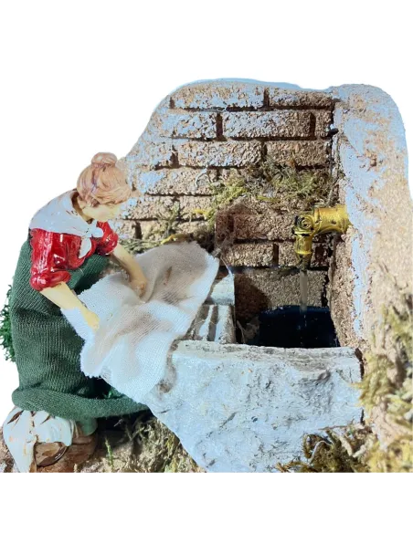 Lavandaia Landi con fontana funzionante in movimento 10 cm