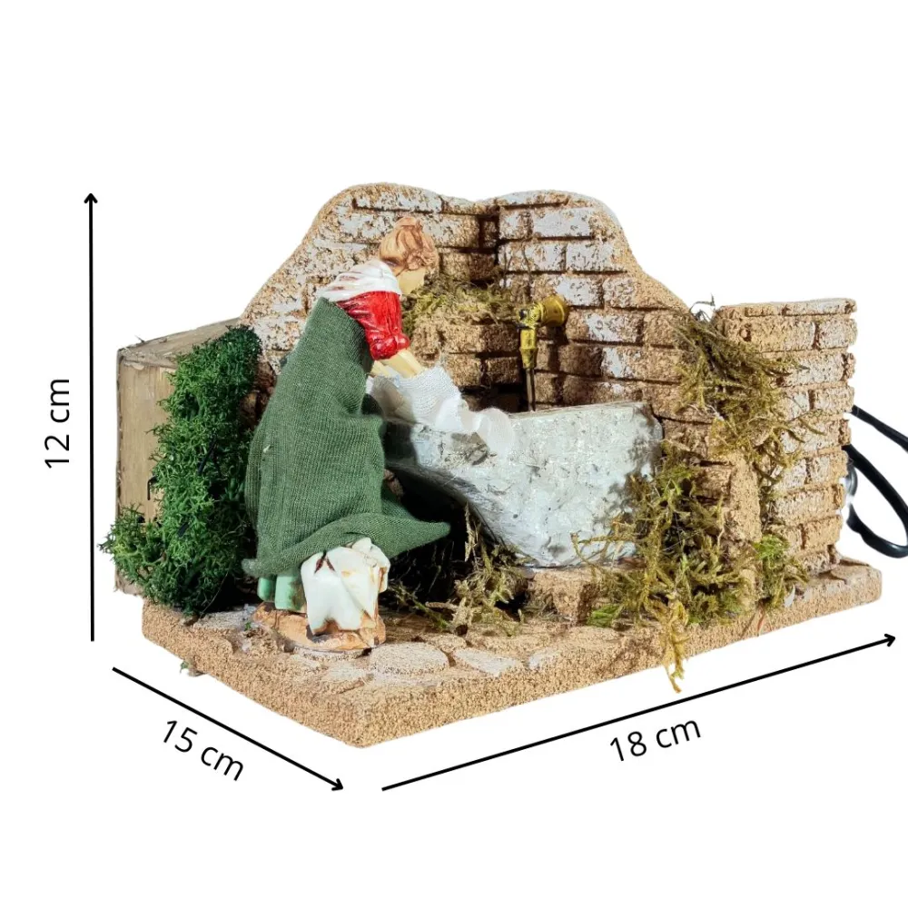 Animated 10 cm Landi Washerwoman with Working Fountain