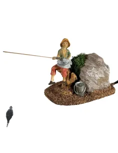 Pescatore in pvc in movimento 12 cm