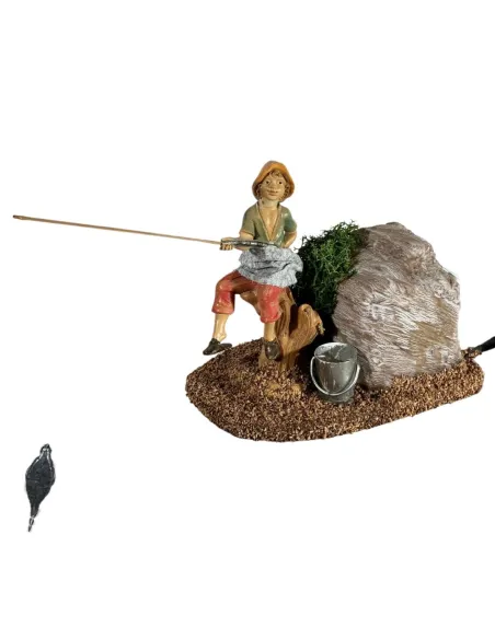 Pescatore in pvc in movimento 12 cm