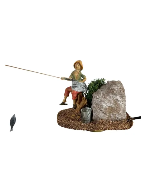 Pescatore in pvc in movimento 12 cm