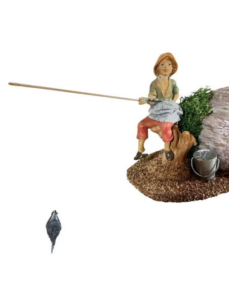 Pescatore in pvc in movimento 12 cm