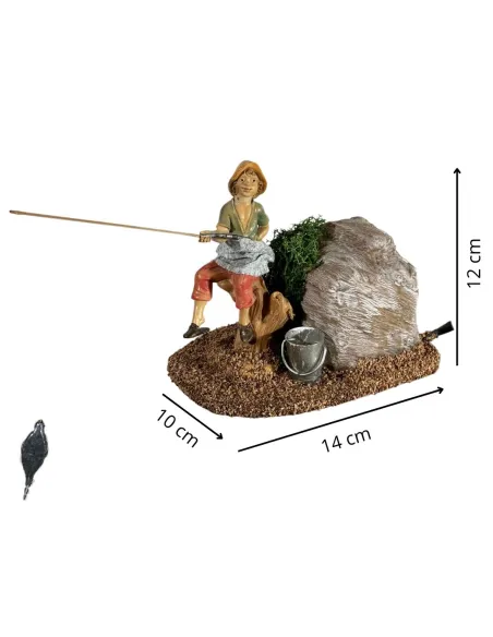 Pescatore in pvc in movimento 12 cm