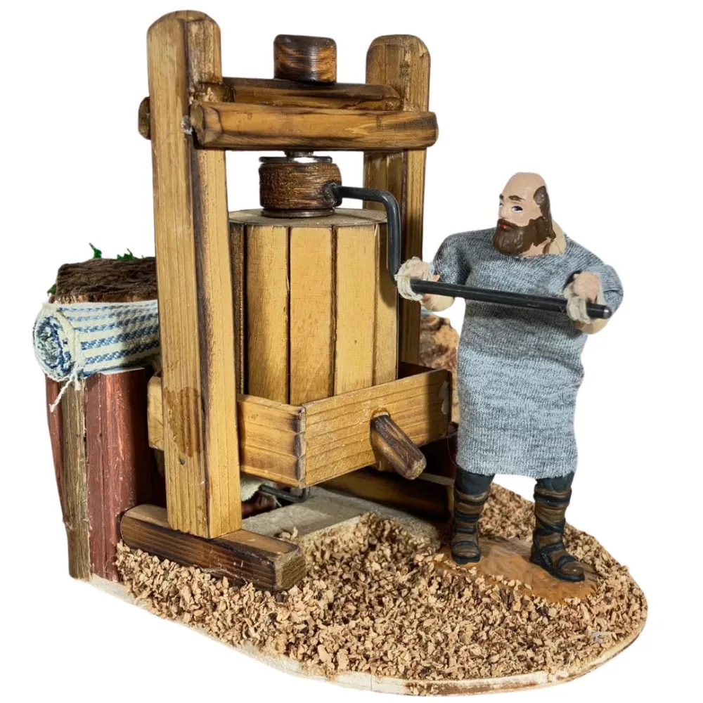 Animated 10 cm Oliver Man Operating a Traditional Press