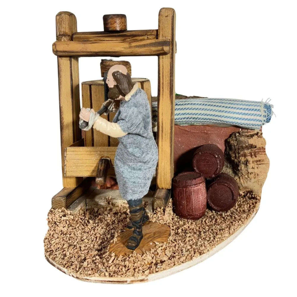 Animated 10 cm Oliver Man Operating a Traditional Press