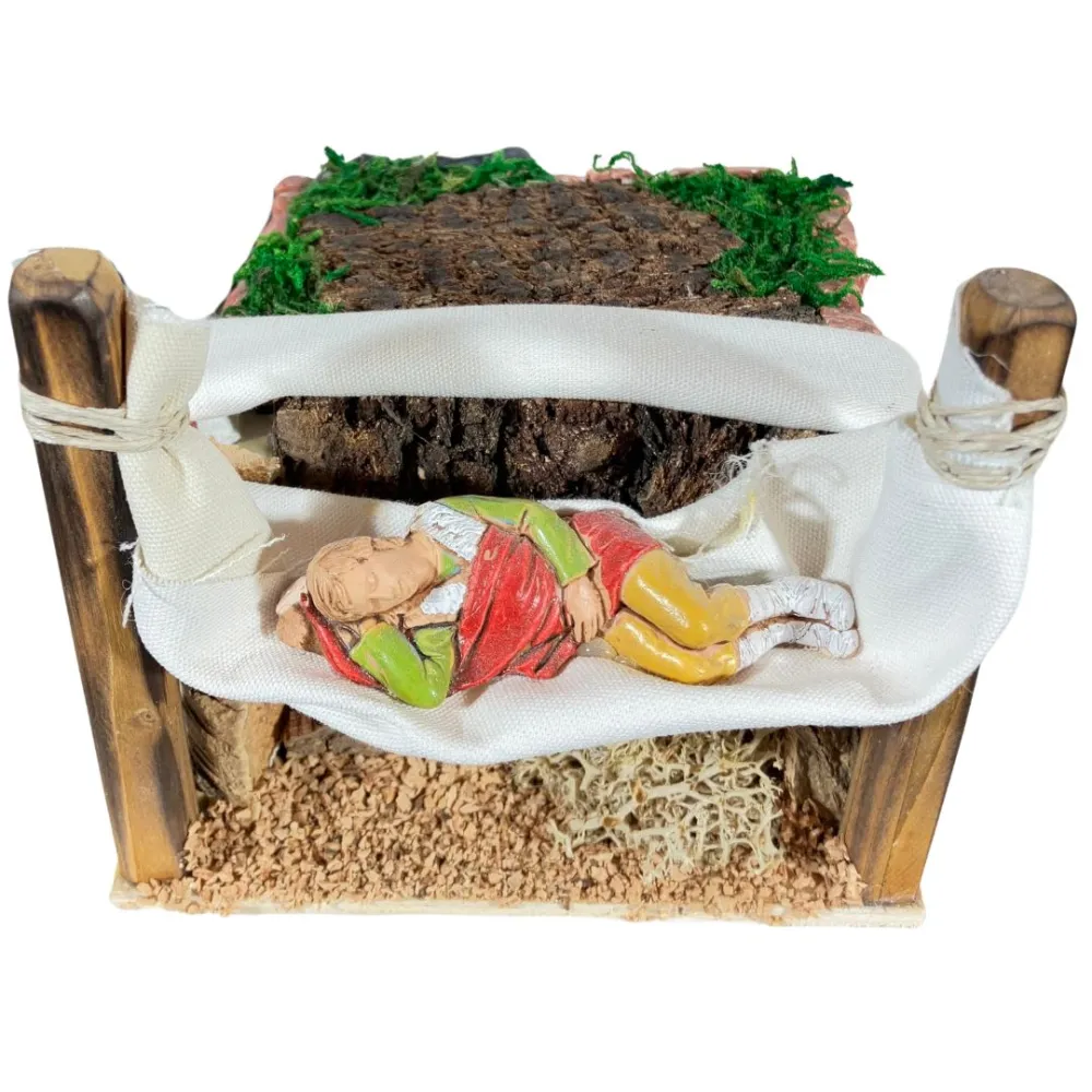 Animated 10 cm Landi Man on Hammock