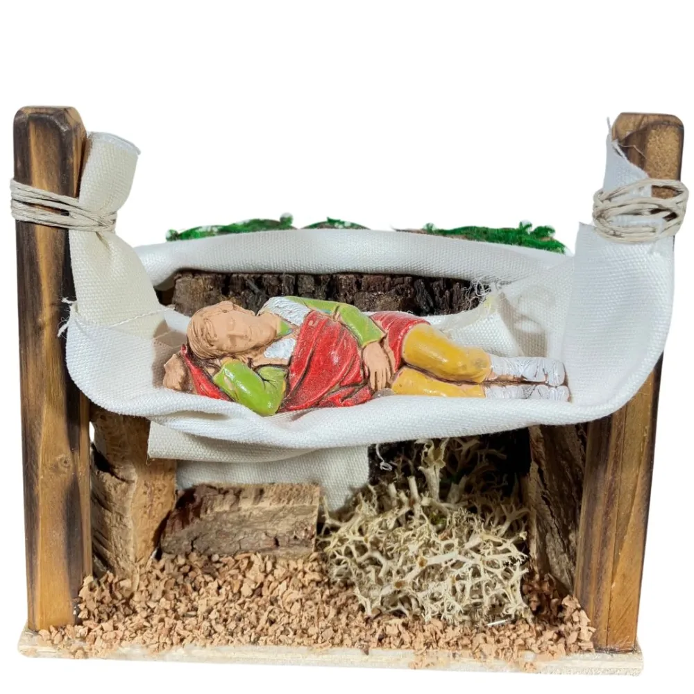 Animated 10 cm Landi Man on Hammock