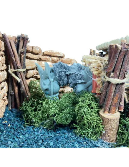 Asino che bruca in movimento per statue da 10 cm