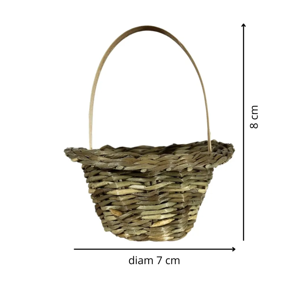 Cestino in vimini rustico con manico per statue da 30 cm