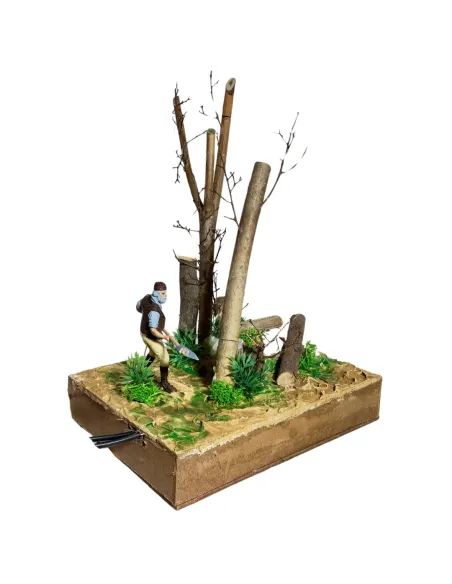 Boscaiolo abbatte albero 10 cm in movimento