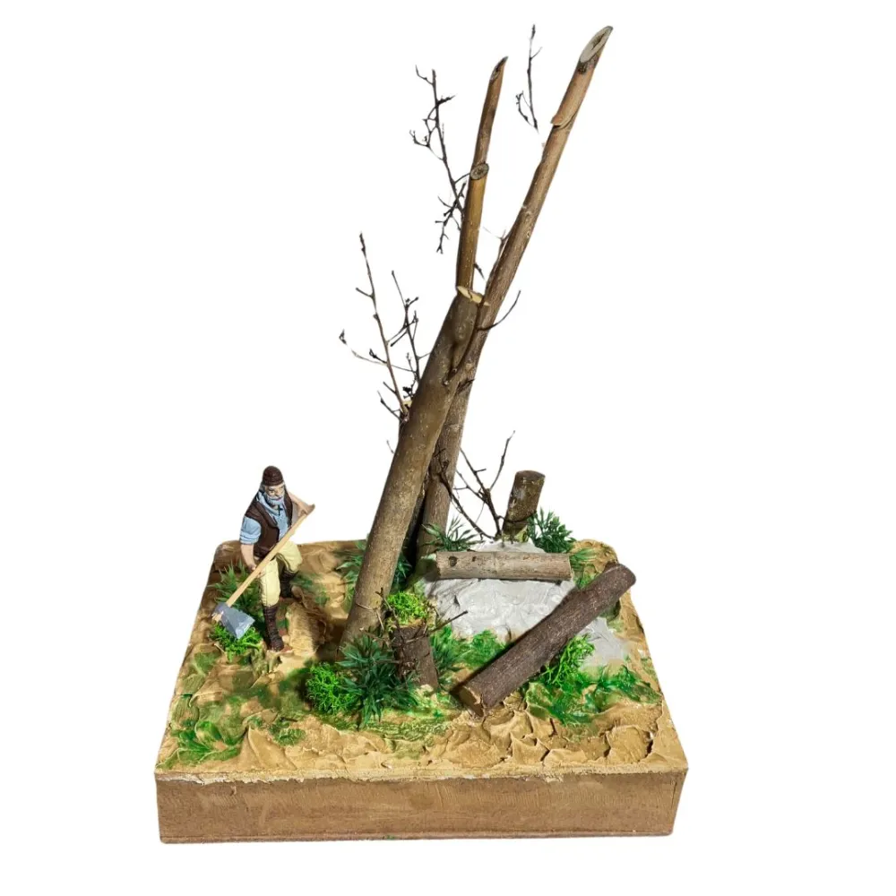 Boscaiolo abbatte albero 10 cm in movimento