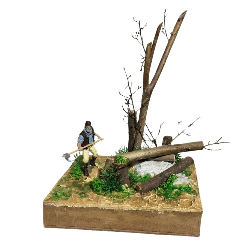 Boscaiolo abbatte albero 10 cm in movimento