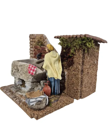 Animated 12 cm Landi Washerwoman with Working Wash Trough