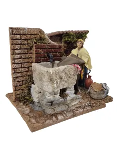 Animated 12 cm Landi Washerwoman with Working Wash Trough