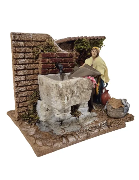 Animated 12 cm Landi Washerwoman with Working Wash Trough