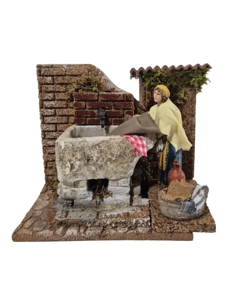 Animated 12 cm Landi Washerwoman with Working Wash Trough