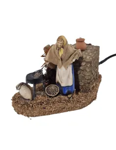 Animated 8 cm Landi Woman Roasting Chestnuts