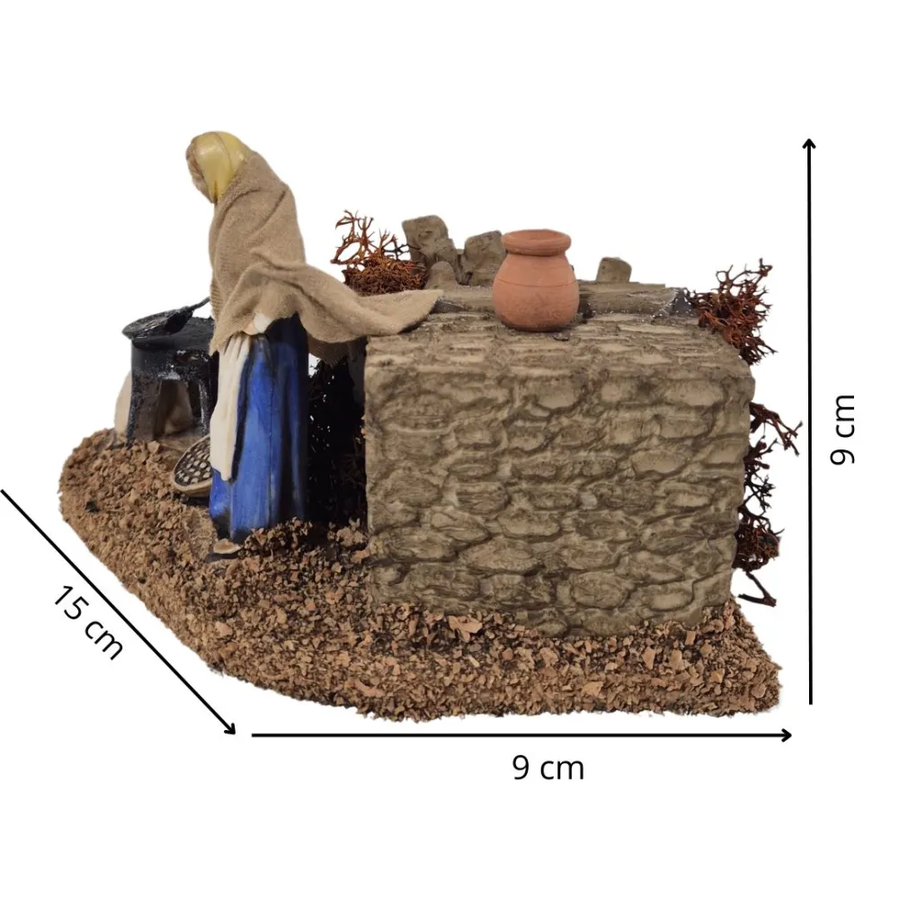 Animated 8 cm Landi Woman Roasting Chestnuts