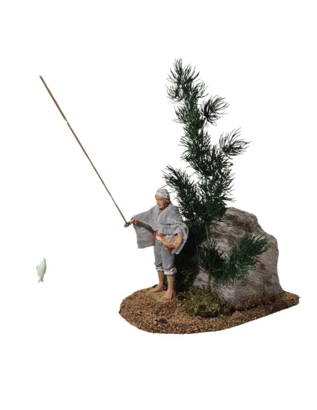 Pescatore Landi con cappello 10 cm in movimento