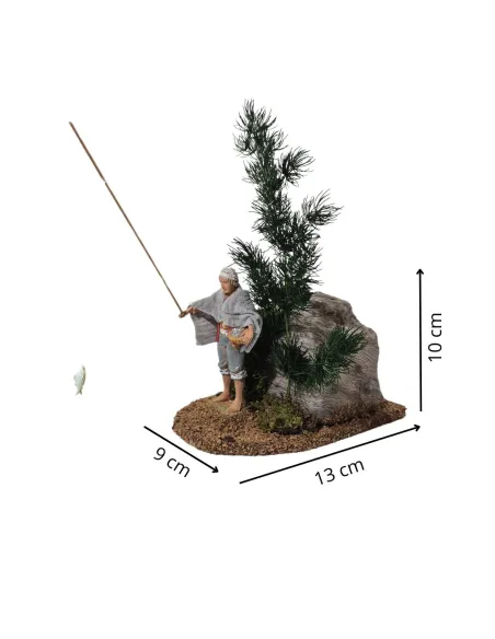 Pescatore Landi con cappello 10 cm in movimento