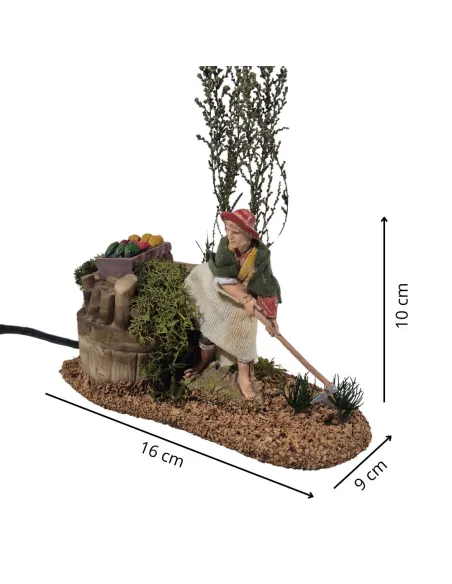 Animated 10 cm Landi Hoeing Farmer