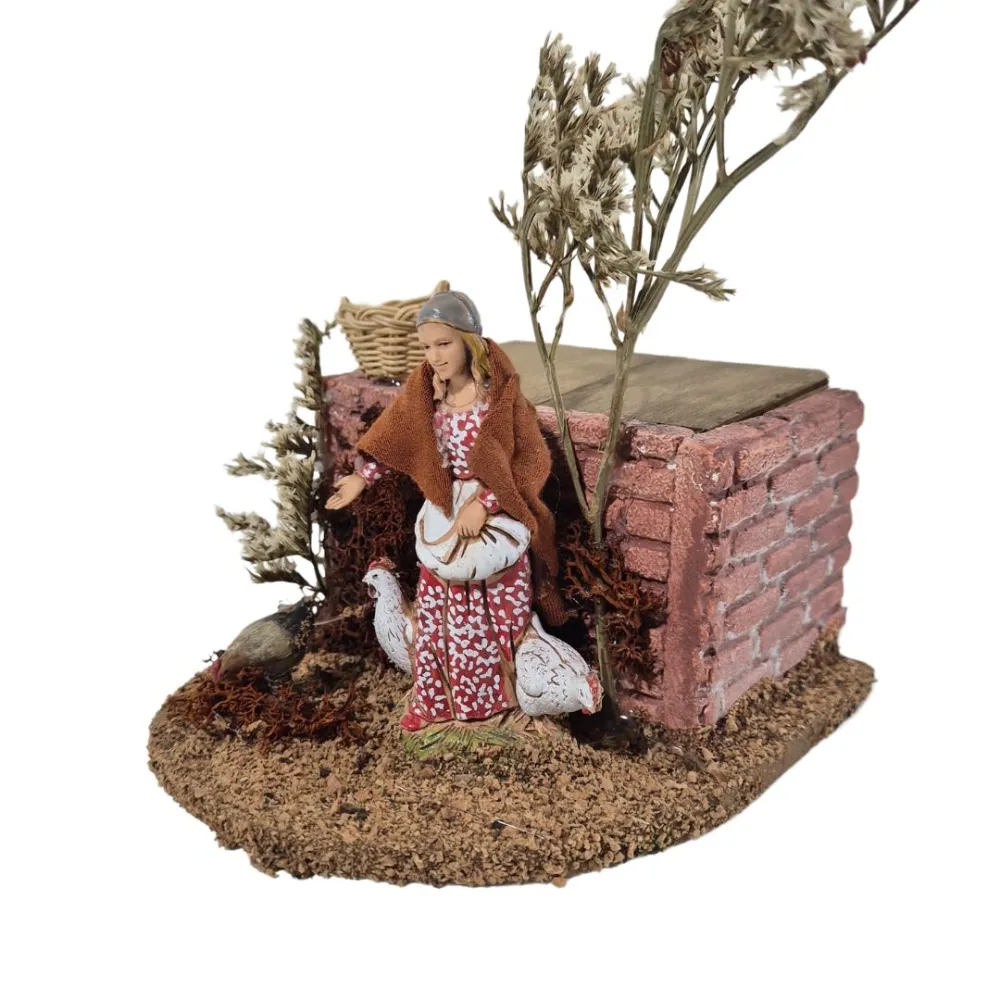Animated 10 cm Landi Woman with Hen
