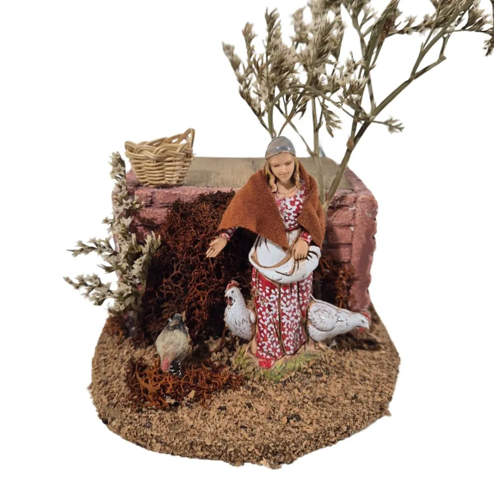 Animated 10 cm Landi Woman with Hen