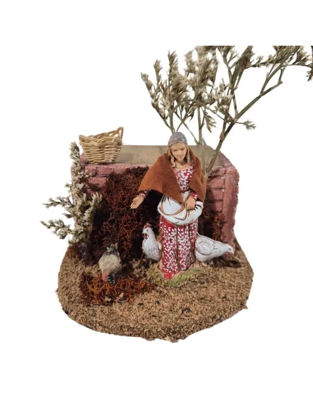 Animated 10 cm Landi Woman with Hen