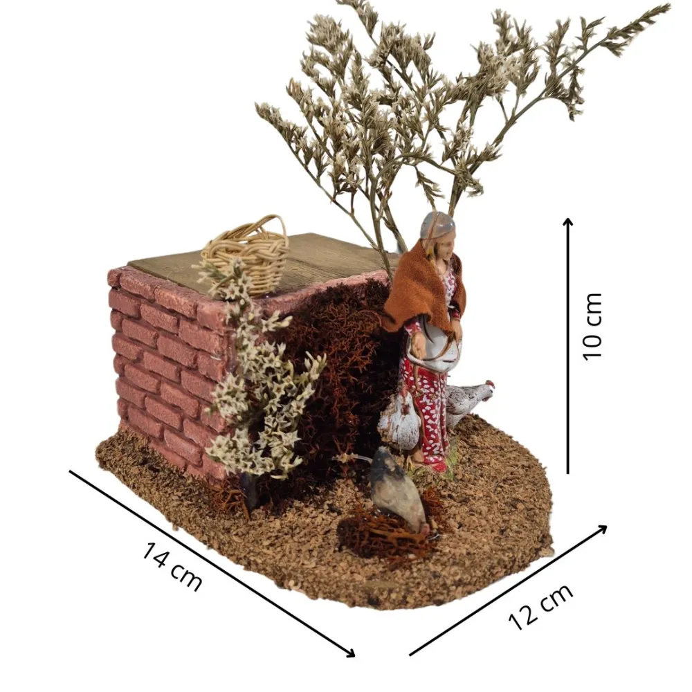 Animated 10 cm Landi Woman with Hen