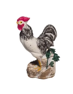 Gallo che canta bianco e nero per statue da 10-15 cm 2