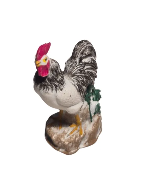 Gallo che canta bianco e nero per statue da 10-15 cm
