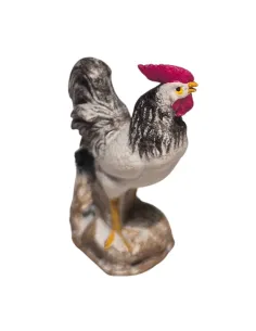 Gallo che canta bianco e nero per statue da 10-15 cm