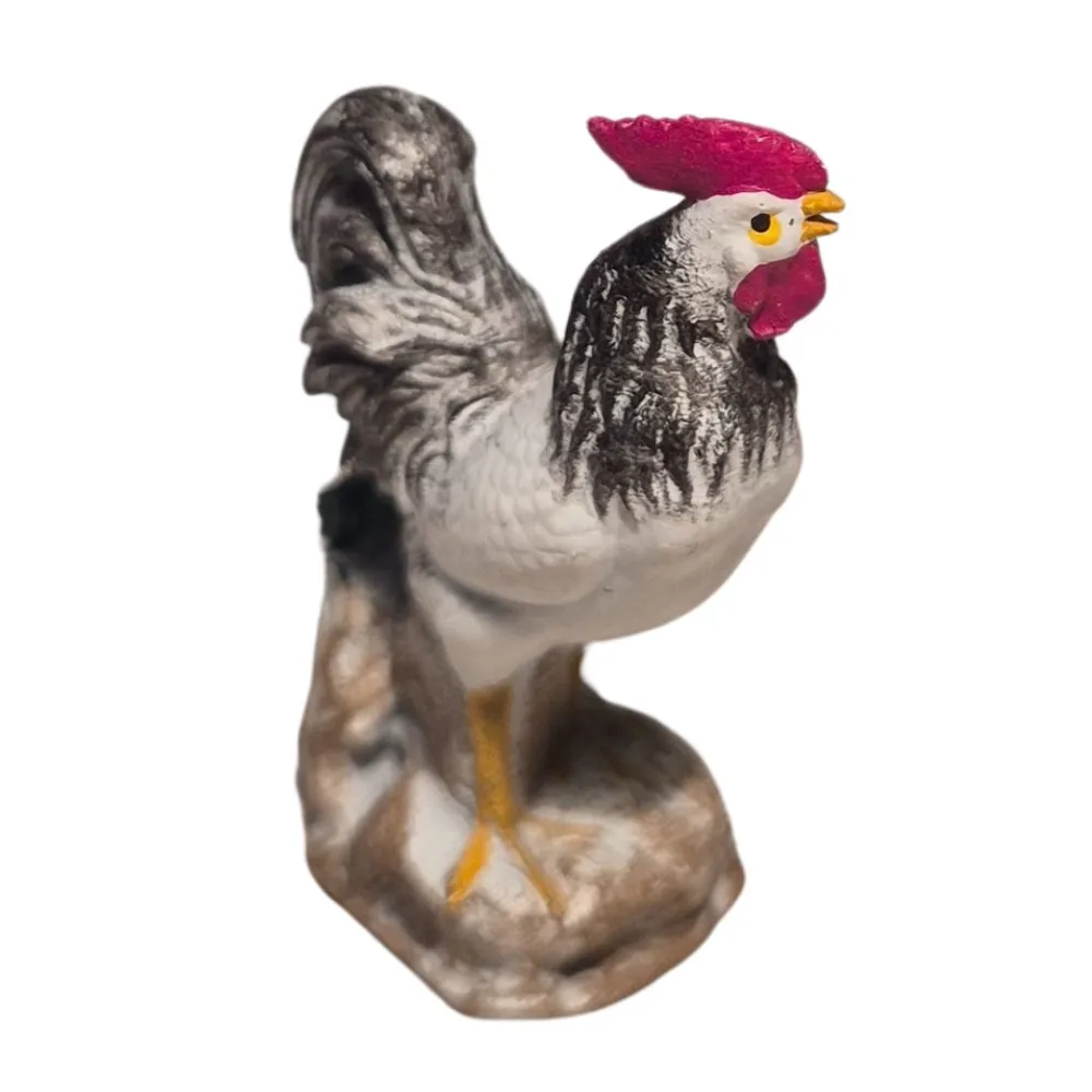 3D-Printed Black and White Crowing Rooster for 10–15 cm Nativity Figures