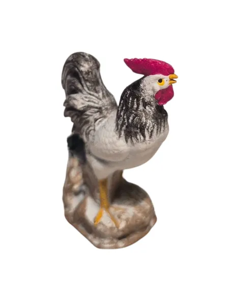 Gallo che canta bianco e nero per statue da 10-15 cm