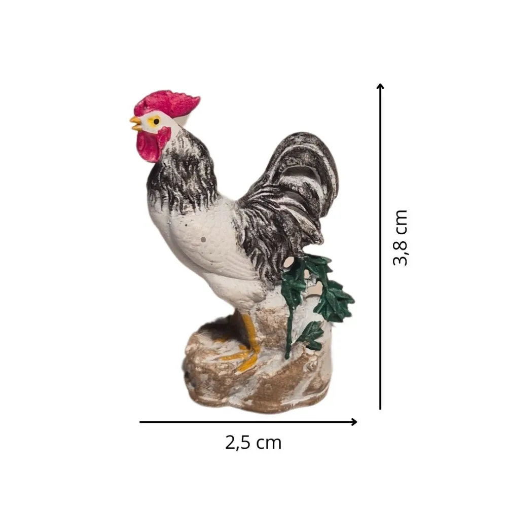 3D-Printed Black and White Crowing Rooster for 10–15 cm Nativity Figures