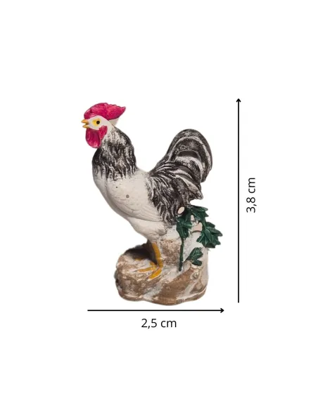 3D-Printed Black and White Crowing Rooster for 10–15 cm Nativity Figures