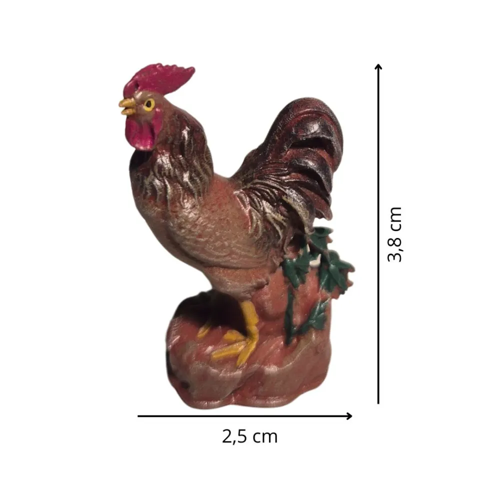 3D-Printed Brown Crowing Rooster for 10–15 cm Nativity Figures