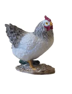 Gallina bianca e nera testa alta per statue da 10-15 cm 2