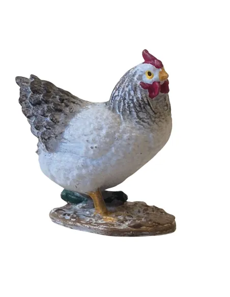 Gallina bianca e nera testa alta per statue da 10-15 cm