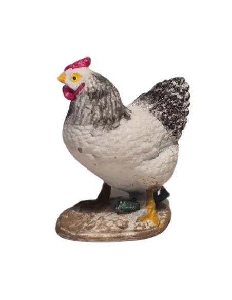 Gallina bianca e nera testa alta per statue da 10-15 cm