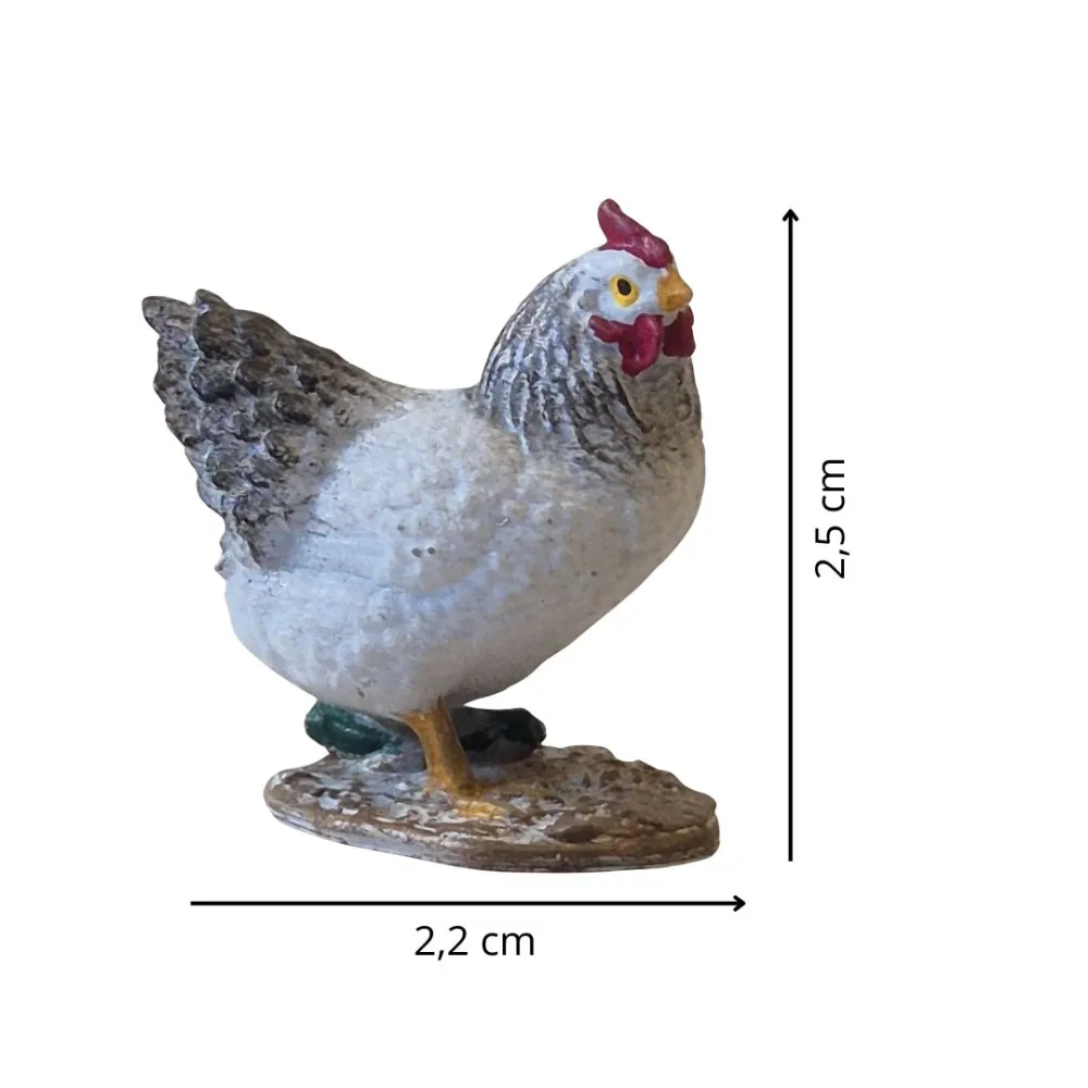3D-Printed Black and White Hen with Raised Head for 10–15 cm Nativity Figures