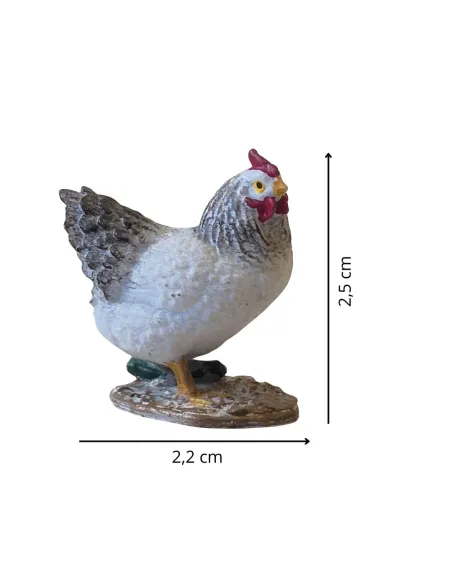 Gallina bianca e nera testa alta per statue da 10-15 cm