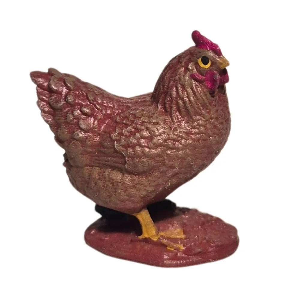 3D-Printed Brown Hen with Raised Head for 10–15 cm Nativity Figures