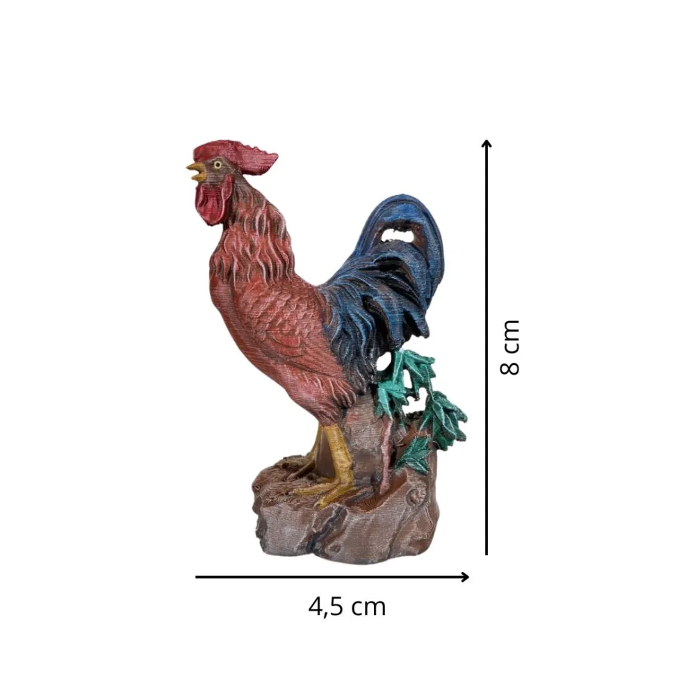 3D-Printed Brown Crowing Rooster for 20–25 cm Nativity Figures