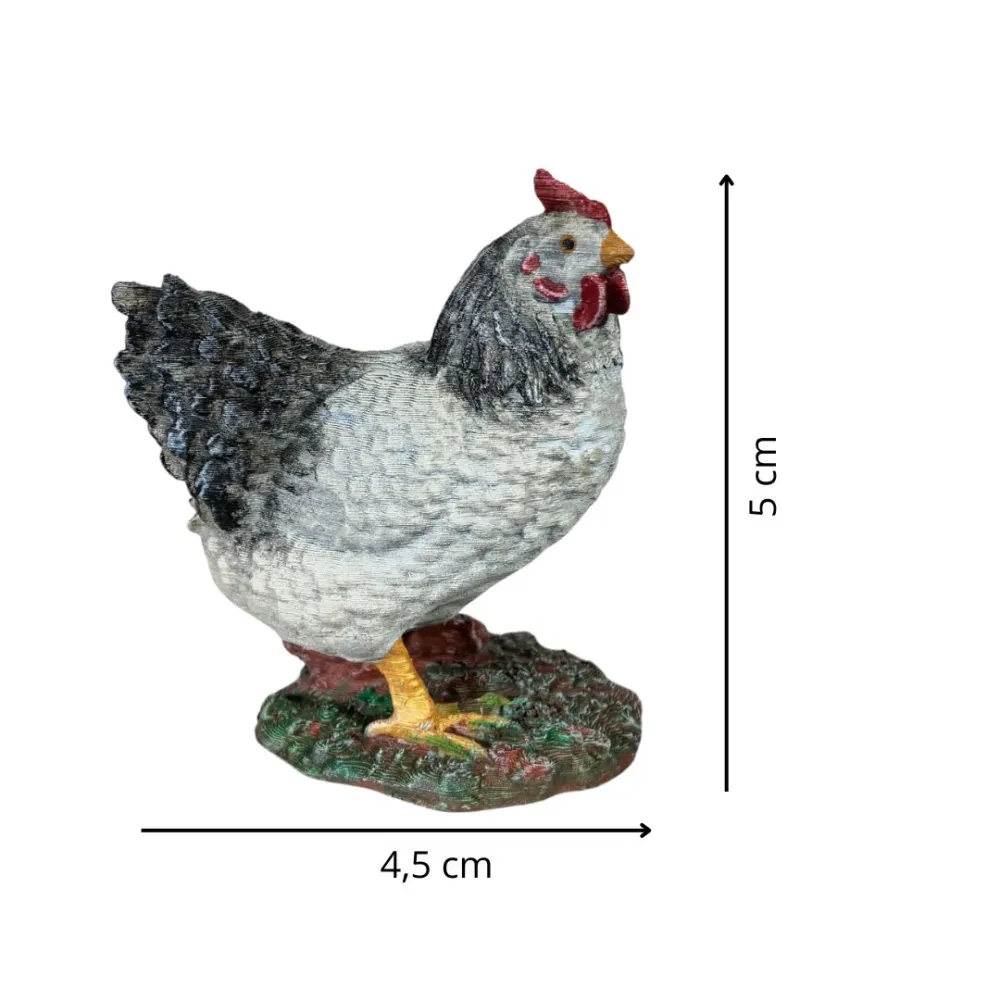 3D-Printed Black and White Hen with Raised Head for 20–25 cm Nativity Figures