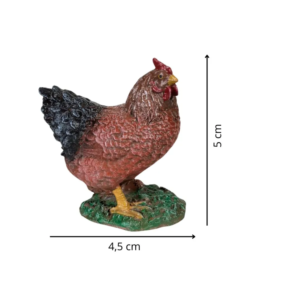 3D-Printed Brown Hen with Raised Head for 20–25 cm Nativity Figures