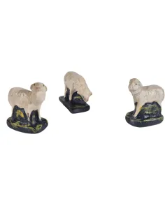 Set of Three Plaster Sheep for 10 cm Nativity Figures
